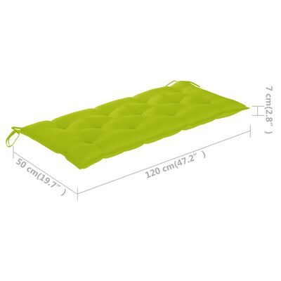 vidaXL Panca da Giardino Cuscino Verde Brillante 120 cm Massello Teak