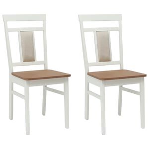 vidaXL Sedia da pranzo 2 pz Legno di gomma solido Bianco e Naturale