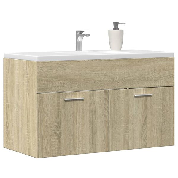 vidaXL Mobile Lavabo Bagno Rovere Sonoma 90x38,5x46 cm Multistrato