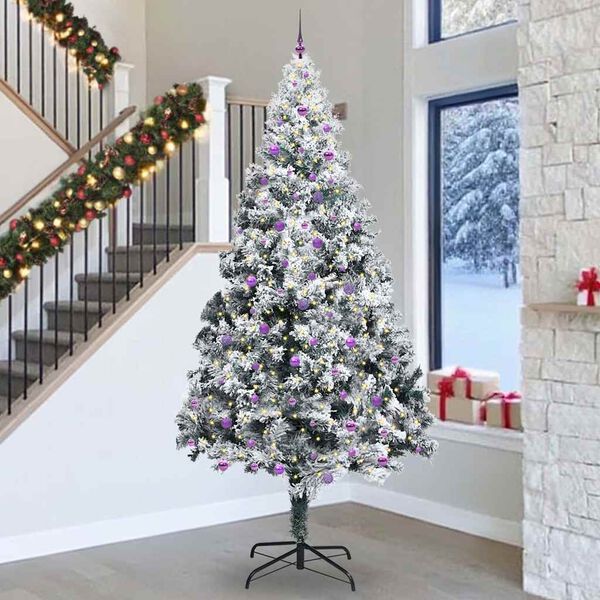 vidaXL Albero di Natale con 300 LED con supporto Verde 300 cm PVC