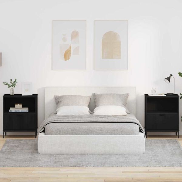 vidaXL Comodini 2 pcs Nero 49 x 36 x 61 cm Legno multistrato