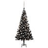 vidaXL Albero di Natale Preilluminato con Palline Nero 150 cm PVC