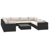 vidaXL Set Divani da Giardino 9 pz con Cuscini in Polyrattan Nero