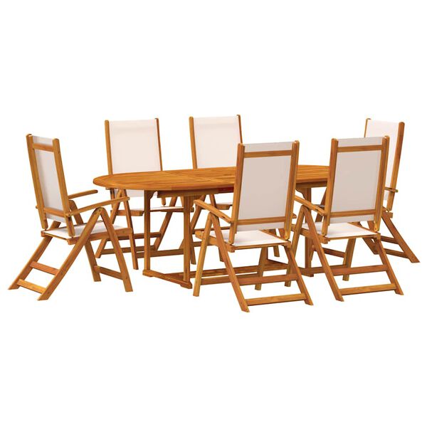 vidaXL Set Pranzo da Giardino 7pz Legno Massello di Acacia e Textilene