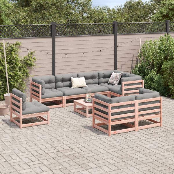 vidaXL Set Divani Giardino 9 pz Cuscini Legno Massello Abete Douglas