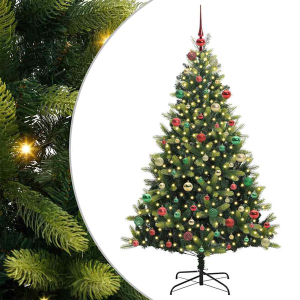 vidaXL Albero di Natale Artificiale a Cerniera con 300 LED 180 cm