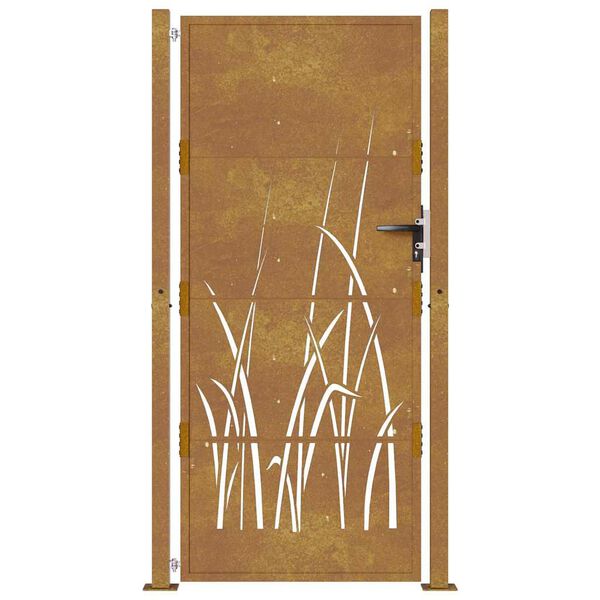 vidaXL Cancello da giardino 100x175 cm in acciaio Corten con design erba