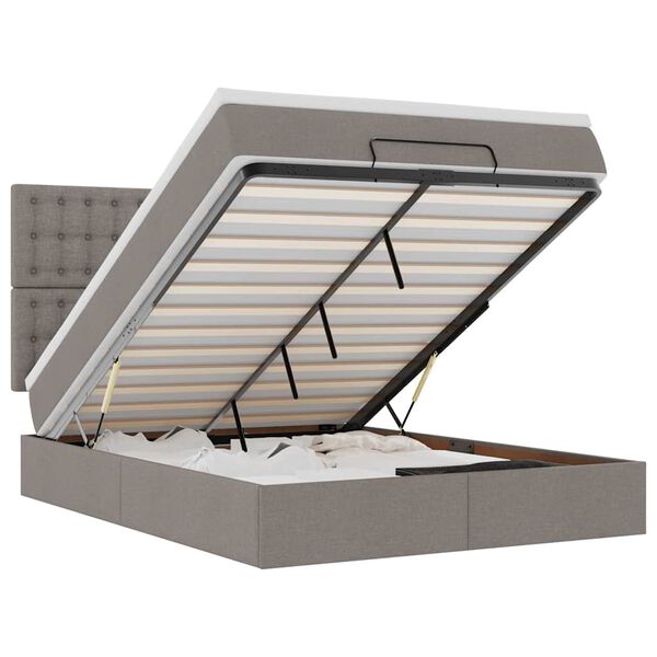 vidaXL Struttura Letto Pouf con Materasso Tortora 140x190 cm Tessuto