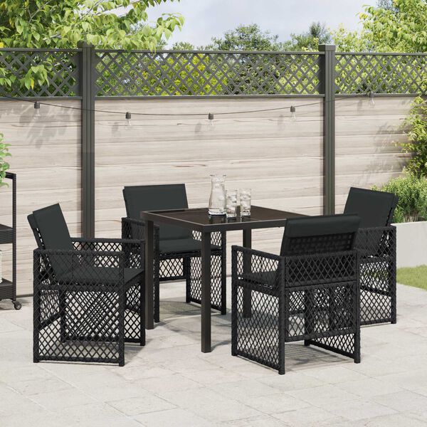 vidaXL Set da Pranzo per Giardino 5 pcs Nero polyrattan