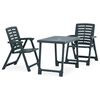 vidaXL Set da Bistrot 3 pz Pieghevole in Plastica Verde