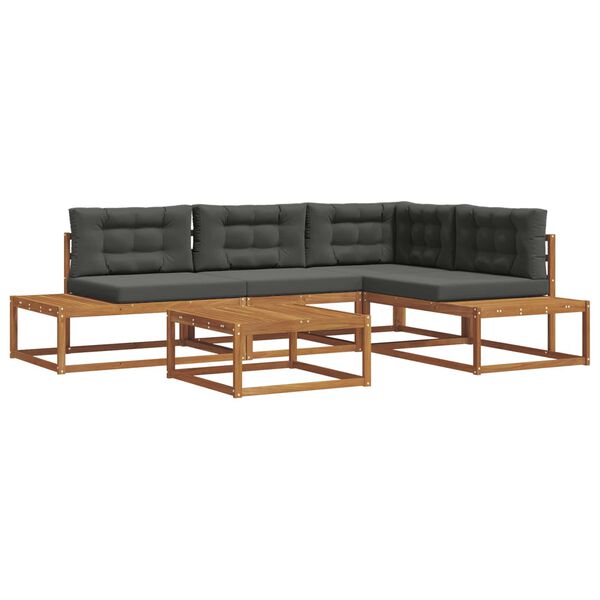 vidaXL Set di divani da esterno 5 Pezzo Naturale e Antracite