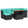 vidaXL Set Divani da Giardino con Cuscini 7pz Nero Polyrattan