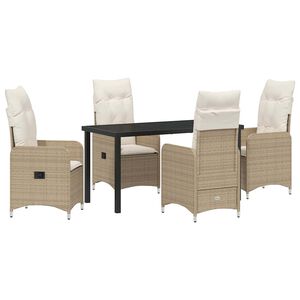 vidaXL Set da Pranzo per Giardino con cuscino 5 pcs Beige Poly Rattan