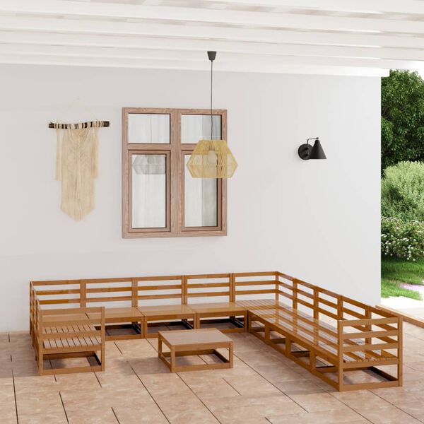 vidaXL Set Divani da Giardino 12 pz in Legno Massello di Pino