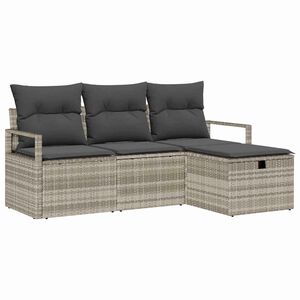 vidaXL Set di divani 4 pz 4-Numero di posti Grigio chiaro polyrattan