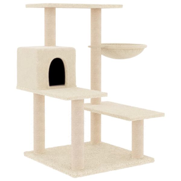 vidaXL Albero per Gatti con Tiragraffi in Sisal Crema 82,5 cm