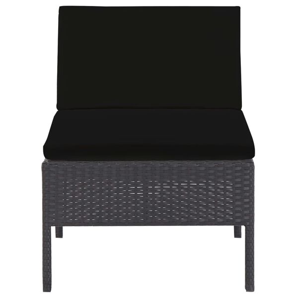 vidaXL Set Divani da Giardino 5 pz con Cuscini in Polyrattan Nero