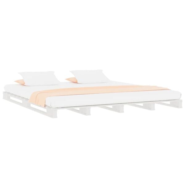 vidaXL Letto a Pallet Bianco 135x190 cm Double Legno Massello di Pino