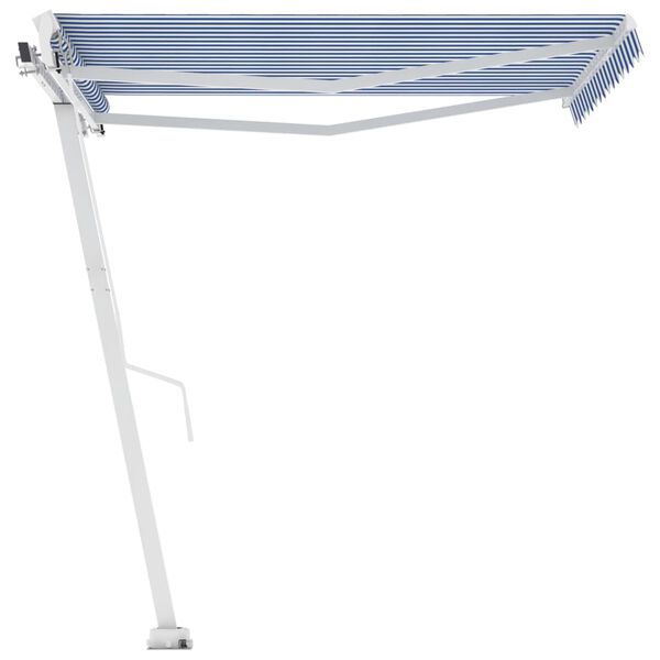vidaXL Tenda da Sole Manuale Autoportante 350x250 cm Blu/Bianca