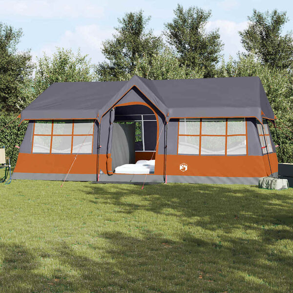 vidaXL Tenda Familiare con tetto Grigio e arancione 622 x 295 x 238 cm