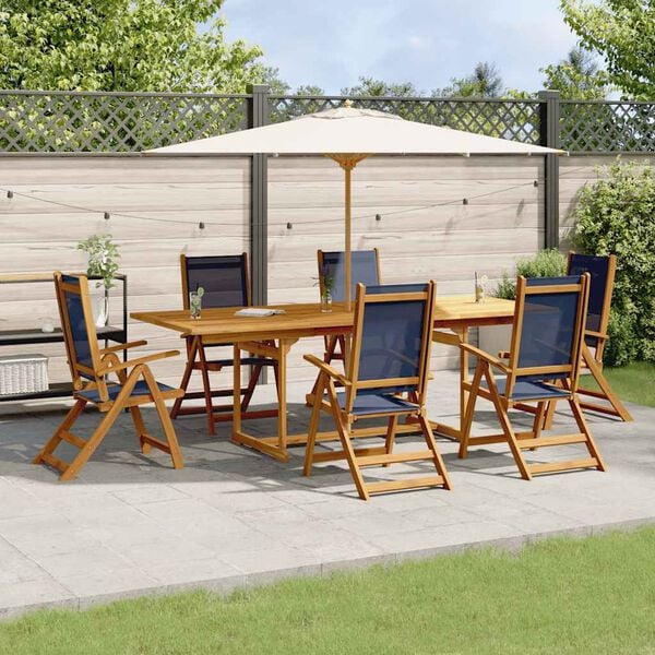 vidaXL Set Pranzo da Giardino 7pz Legno Massello di Acacia e Textilene