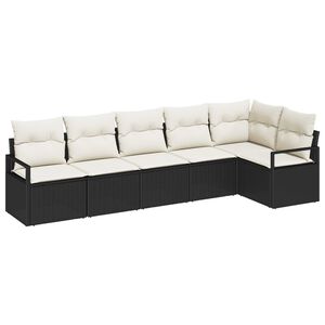 vidaXL Set Divano da Giardino 6 pcs Nero e Bianco polyrattan