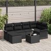 vidaXL Set Divano da Giardino con cuscino 7 pcs Nero polyrattan