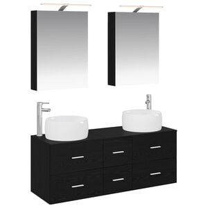 vidaXL Set di mobili per il bagno 5 pz Rovere Nero