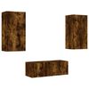vidaXL Mobili TV a Muro con LED 4pz Rovere Fumo in Legno Multistrato