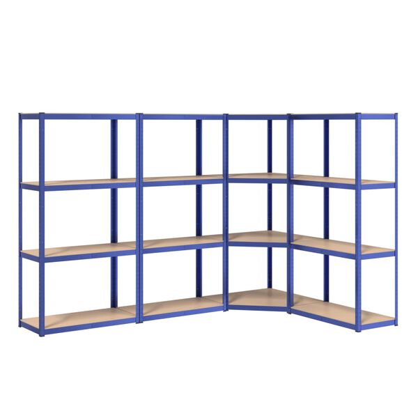 vidaXL Scaffali a 4 Ripiani 4 pz Blu in Acciaio e Legno Multistrato