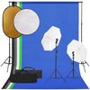 vidaXL Kit per Studio Fotografico con Set Luci, Fondale e Riflettore