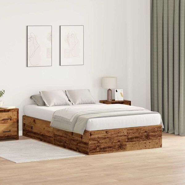 vidaXL Struttura letto con contenitore Legno vecchio 120 x 190 cm