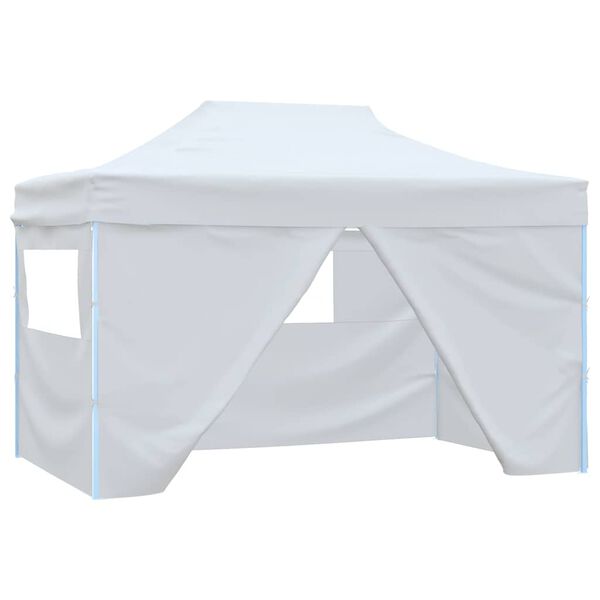 vidaXL Gazebo Professionale Pieghevole 4 Pareti 280x410x315 cm Acciaio Bianco