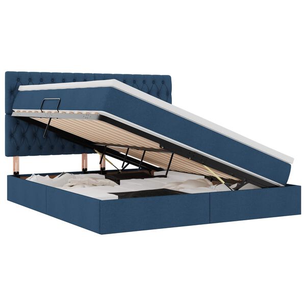 vidaXL Letto con contenitore e LED con led Blu 180 x 200 cm Poliestere