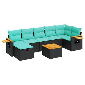 vidaXL Set Divani da Giardino con Cuscini 8 pz Nero in Polyrattan