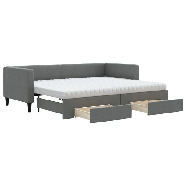 vidaXL Divano Letto Estraibile Cassetti Grigio Scuro 80x200cm Tessuto