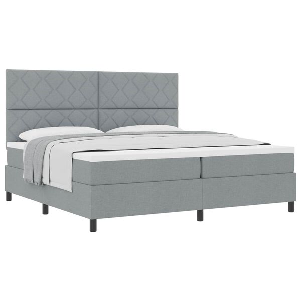 vidaXL Letto a molle con materasso Grigio chiaro 200 x 200 cm Tessuto