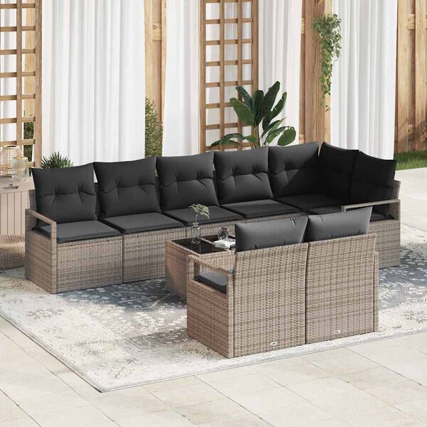 vidaXL Set Divano da Giardino 9 pcs Grigio chiaro polyrattan