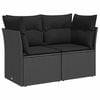 vidaXL Divano da giardino con cuscini 2 posti nero in polyrattan