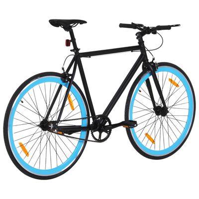 vidaXL Bicicletta a Scatto Fisso Nera e Blu 700c 55 cm