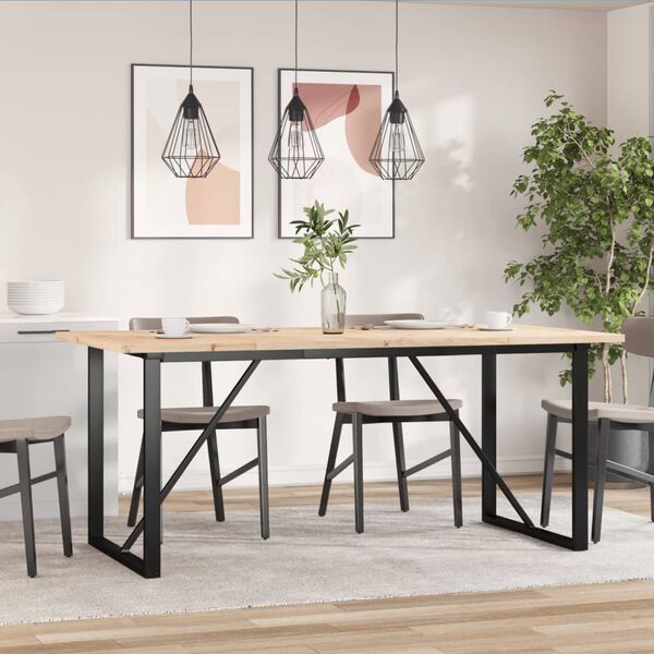vidaXL Tavolo da Pranzo Telaio a O 180x90x75,5 cm Legno Pino e Acciaio