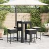 vidaXL Set Bar da Giardino 5 pz con Cuscini in Polyrattan Nero