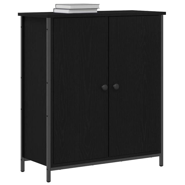 vidaXL Credenza Rovere Nero 70 x 30 x 80 cm Legno multistrato