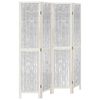 vidaXL Divisorio Ambienti 4Pannelli Bianco Legno Massello di Paulownia