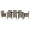 vidaXL Set da Pranzo per Giardino con cuscino 9 pcs Grigio polyrattan