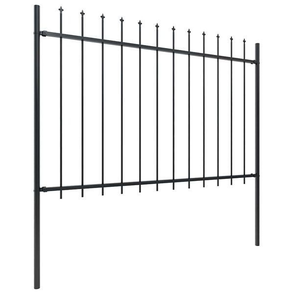 vidaXL Recinzione da Giardino con Punta a Lancia in Acciaio 1248x120 cm Nero