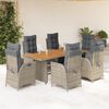 vidaXL Set da Pranzo da Giardino 7 pz con Cuscini in Polyrattan Grigio
