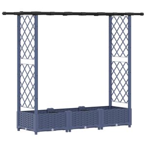 vidaXL Letto Rialzato con Griglia e Tetto Grigio 164 x 40 x 123 cm PP