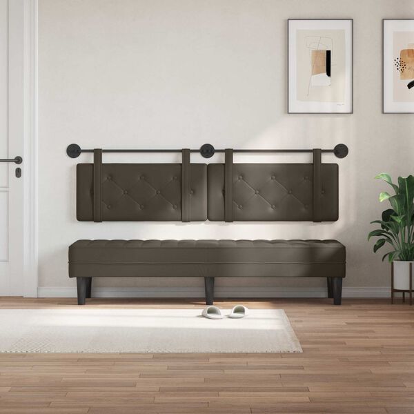 vidaXL Testata appesa Grigio 190 x 55 x 5 cm Pelle Sintetica