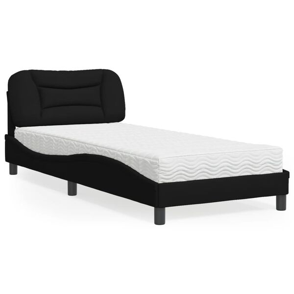 vidaXL Letto con Materasso Hvar Nero 90x190 cm in Tessuto